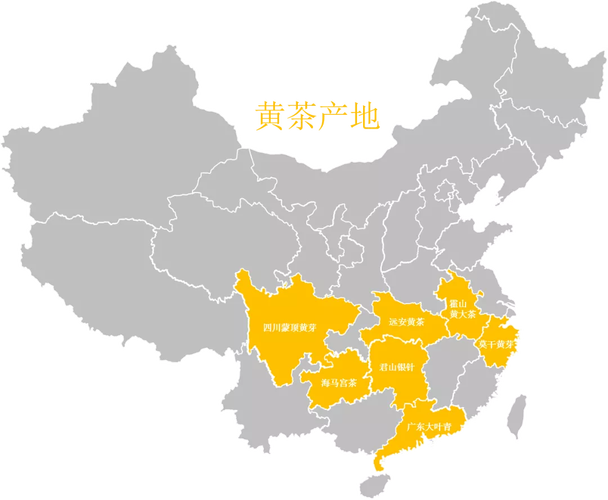 中国六大茶类产地分布图